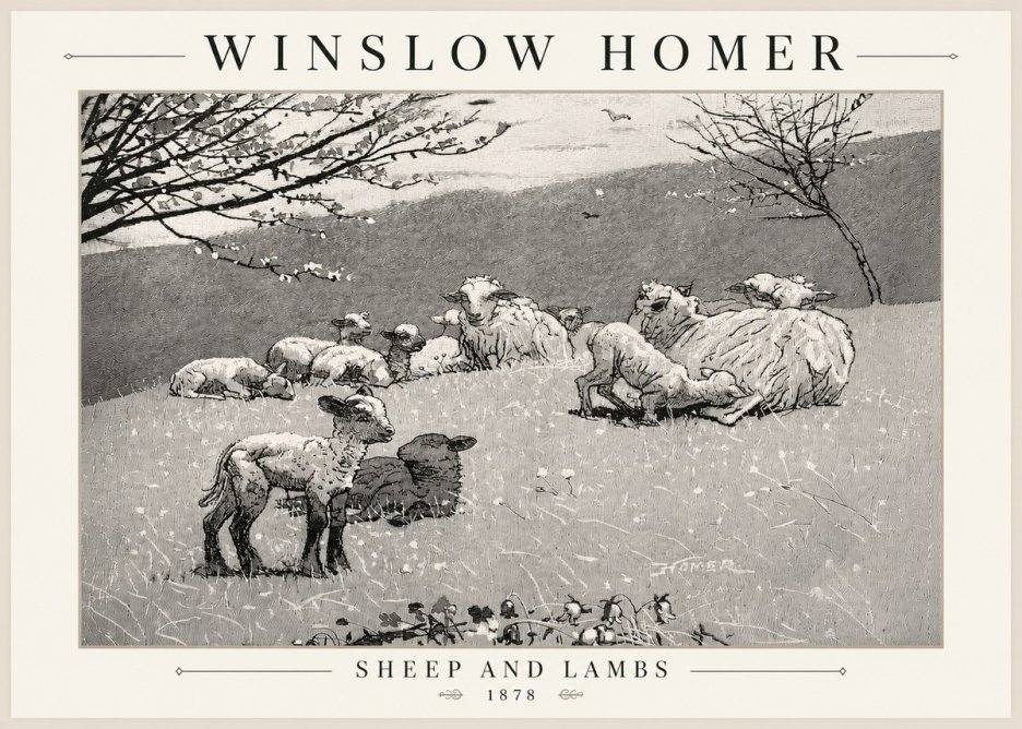 Winslow Homer Sheep and Lambs No5 - Affiche