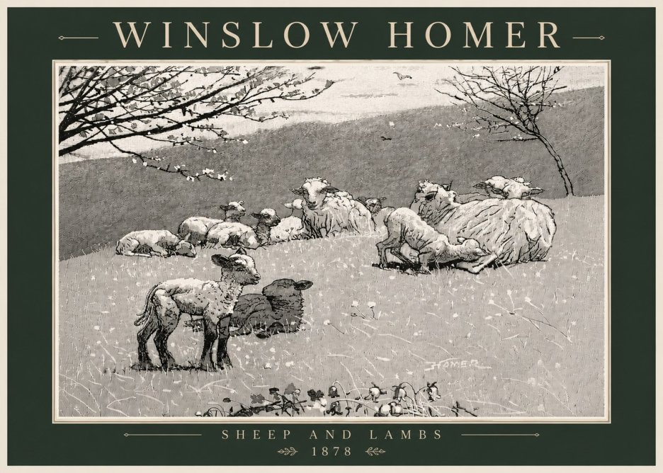 Winslow Homer Sheep and Lambs No6 - Affiche