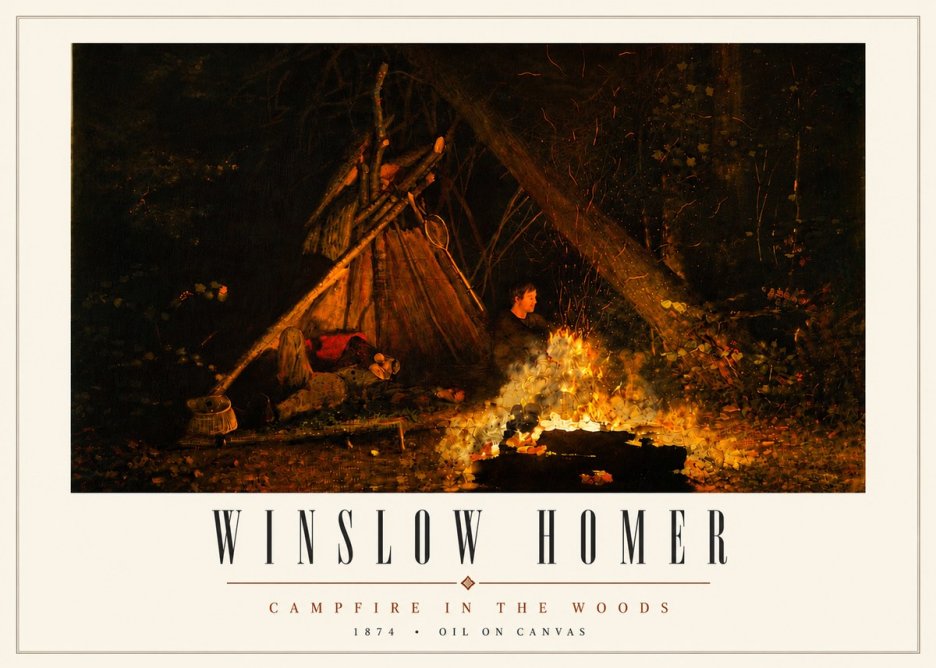 Winslow Homer Campfire in the Woods No5 - Affiche