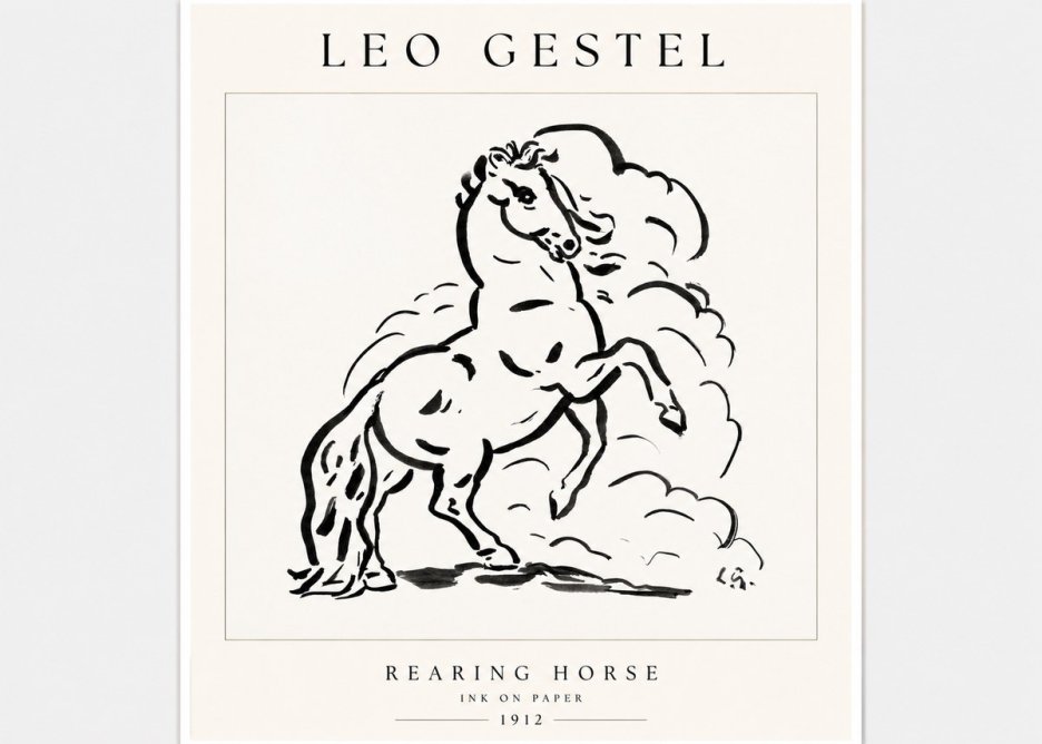 Leo Gestel Rearing Horse No1 - Affiche