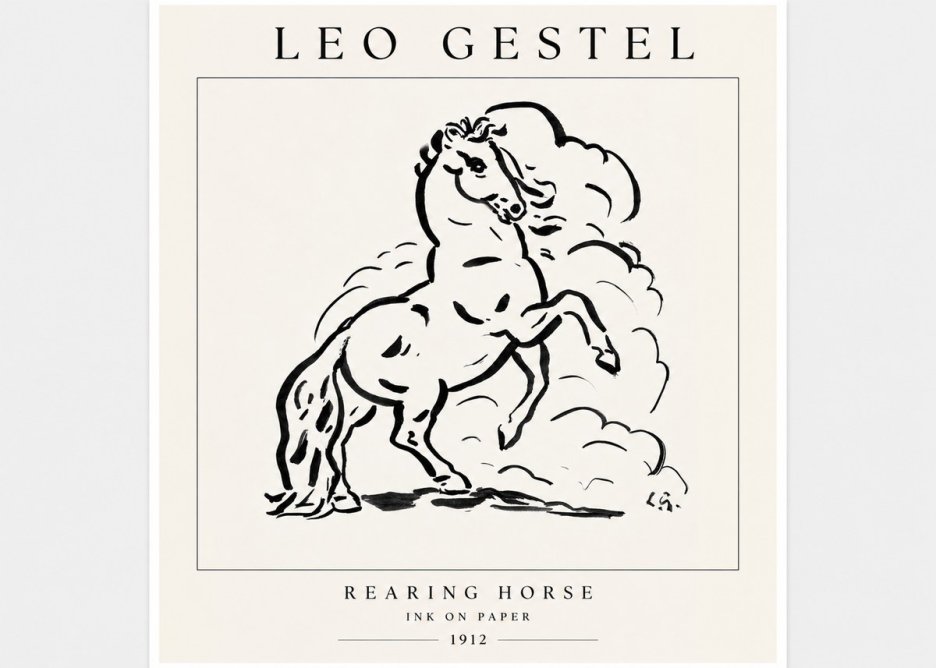 Leo Gestel Rearing Horse No3 - Affiche