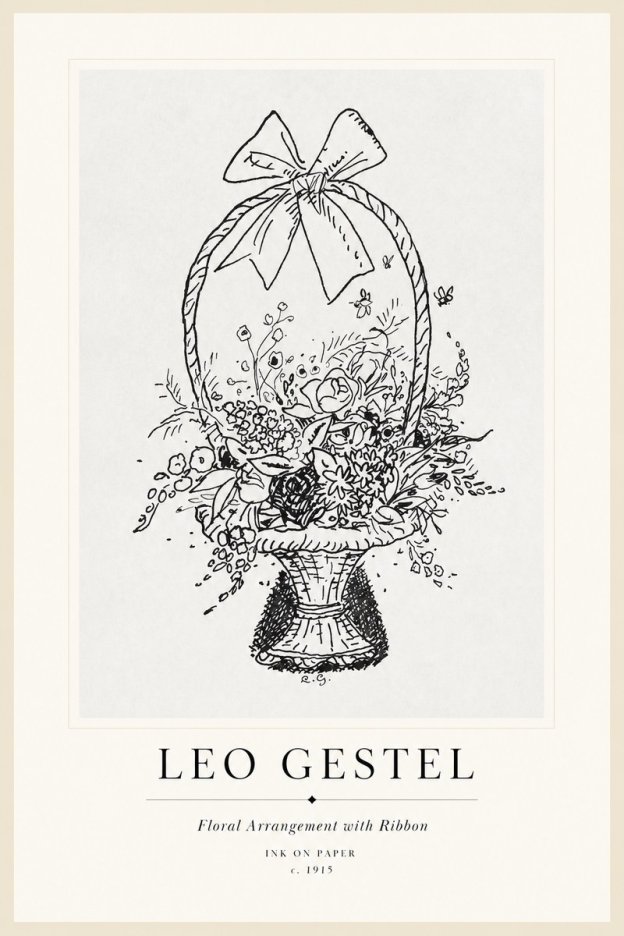 Leo Gestel Floral Arrangement with Ribbon No1 - Affiche