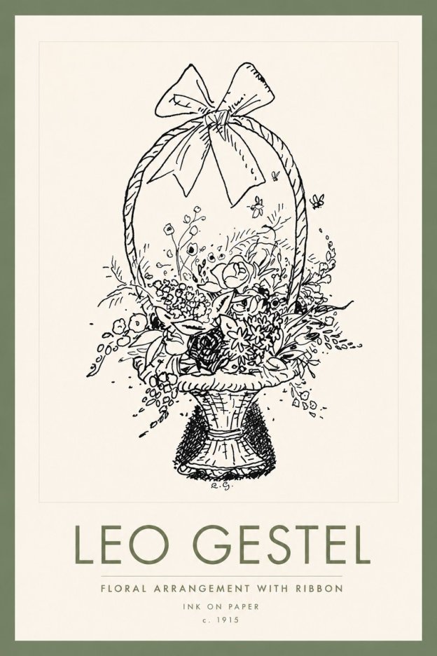 Leo Gestel Floral Arrangement with Ribbon No2 - Affiche