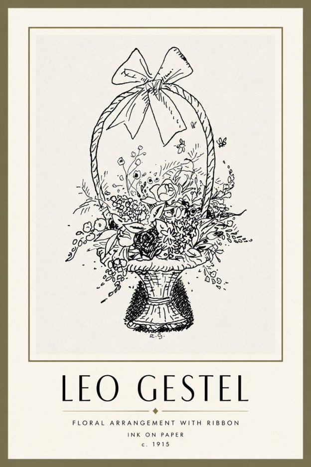 Leo Gestel Floral Arrangement with Ribbon No4 - Affiche