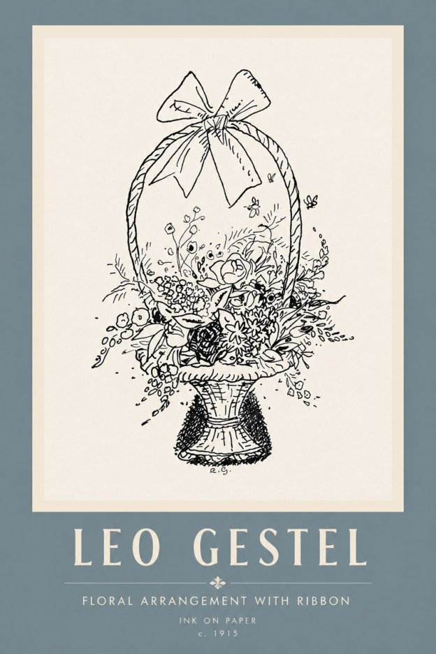 Leo Gestel Floral Arrangement with Ribbon No5 - Affiche