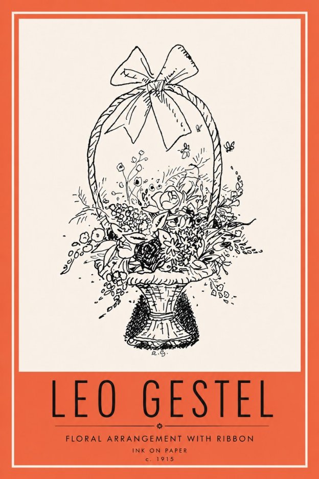 Leo Gestel Floral Arrangement with Ribbon No6 - Affiche