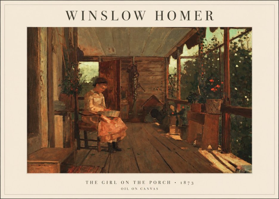 Winslow Homer The Girl on the Porch No1 - Affiche