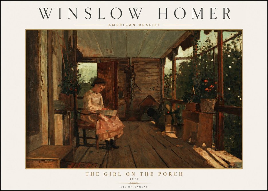 Winslow Homer The Girl on the Porch No4 - Affiche