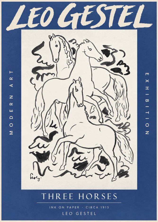 Leo Gestel Three Horses No3 - Affiche