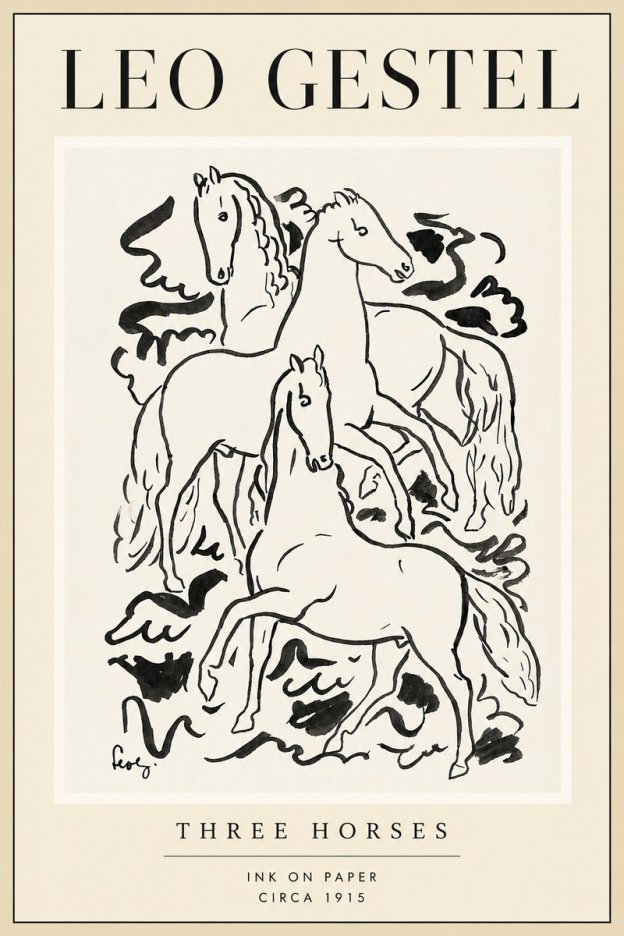 Leo Gestel Three Horses No4 - Affiche