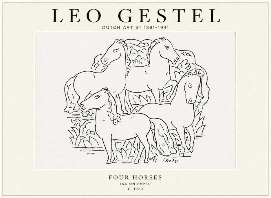 Leo Gestel Four Horses No1 - Affiche
