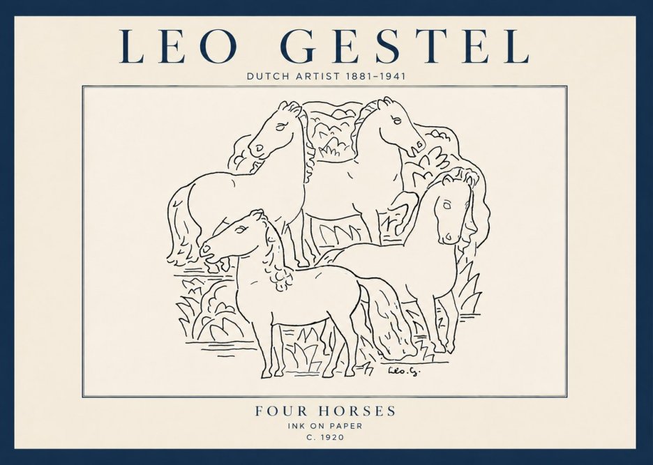 Leo Gestel Four Horses No5 - Affiche