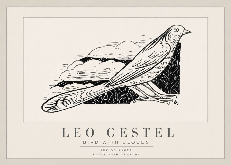 Leo Gestel Bird with Clouds No3 - Affiche