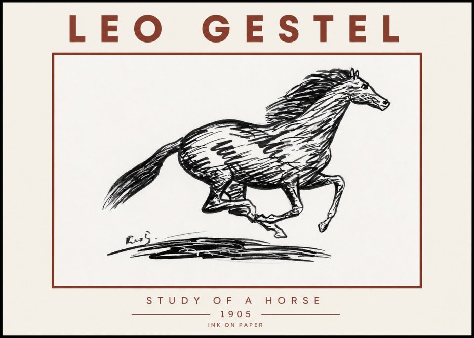 Leo Gestel Study of a Horse No5 - Affiche