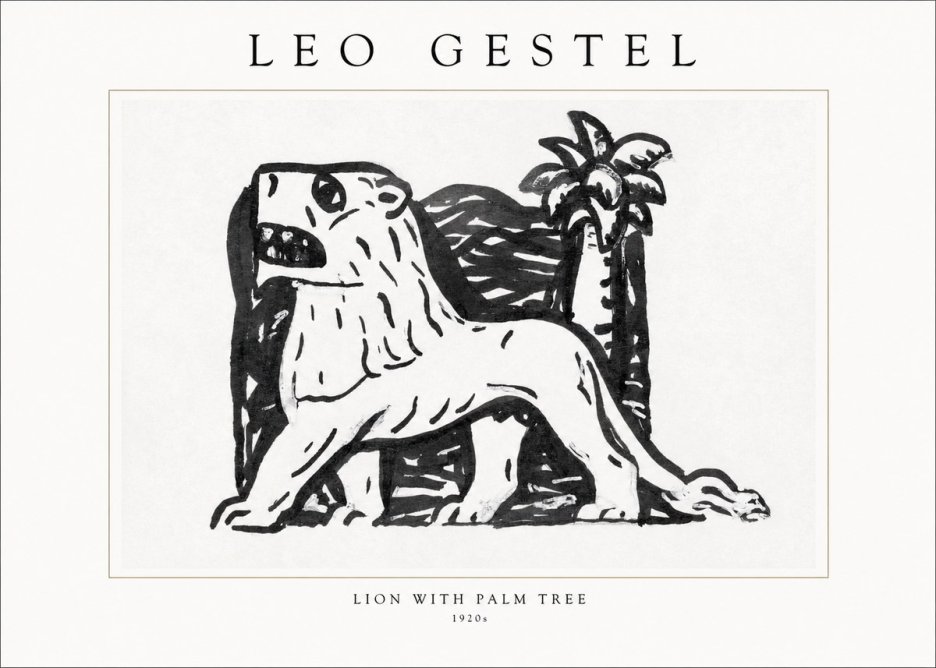 Leo Gestel Lion with Palm Tree No1 - Affiche