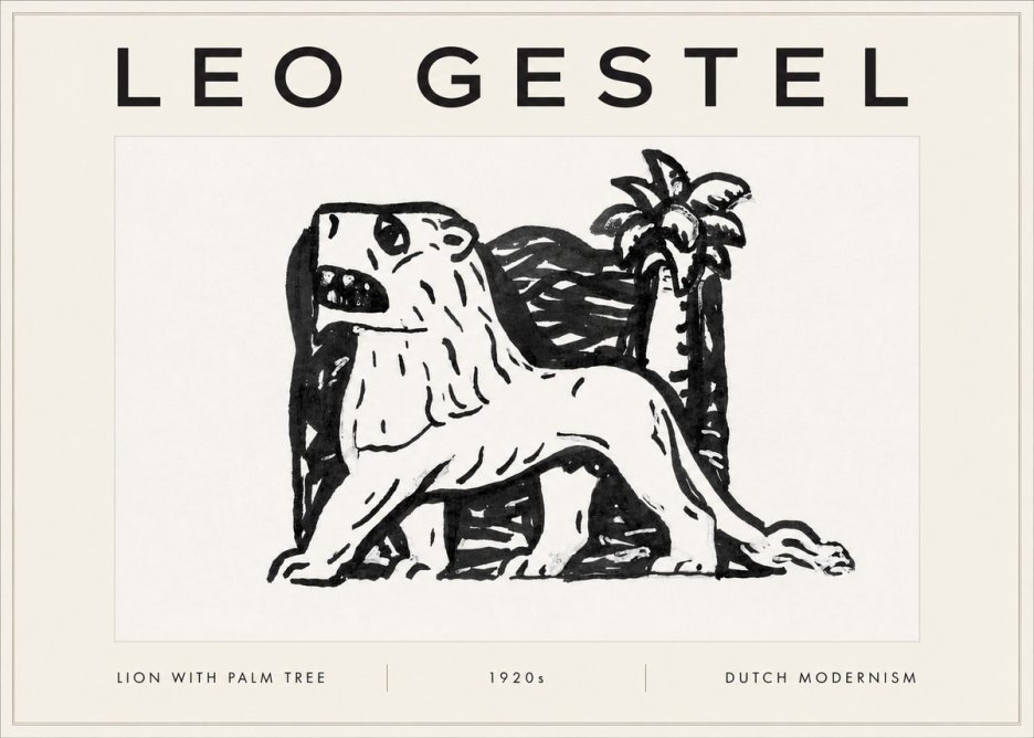 Leo Gestel Lion with Palm Tree No5 - Affiche