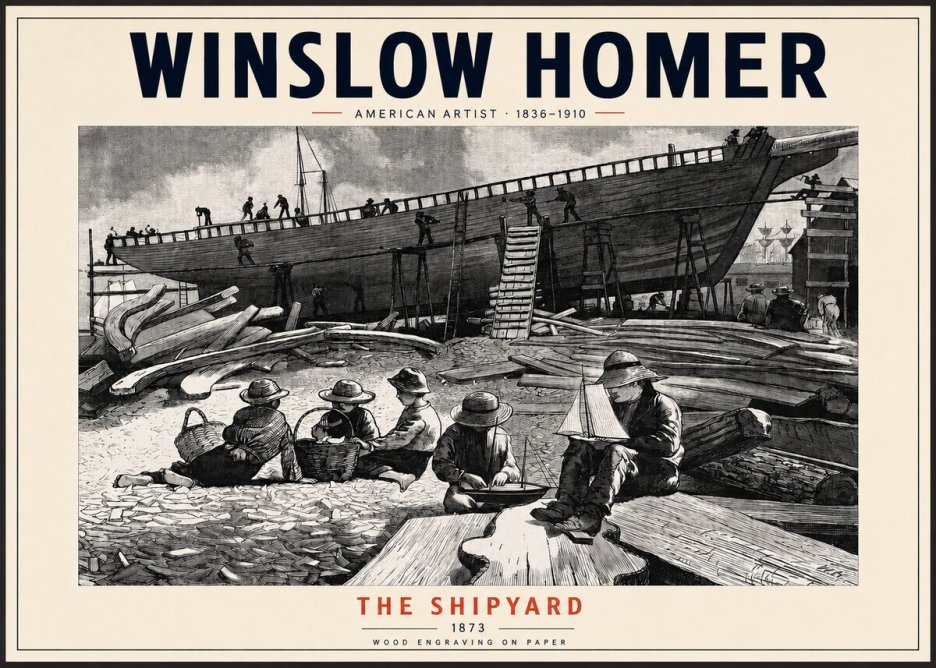 Winslow Homer The Shipyard No2 - Affiche