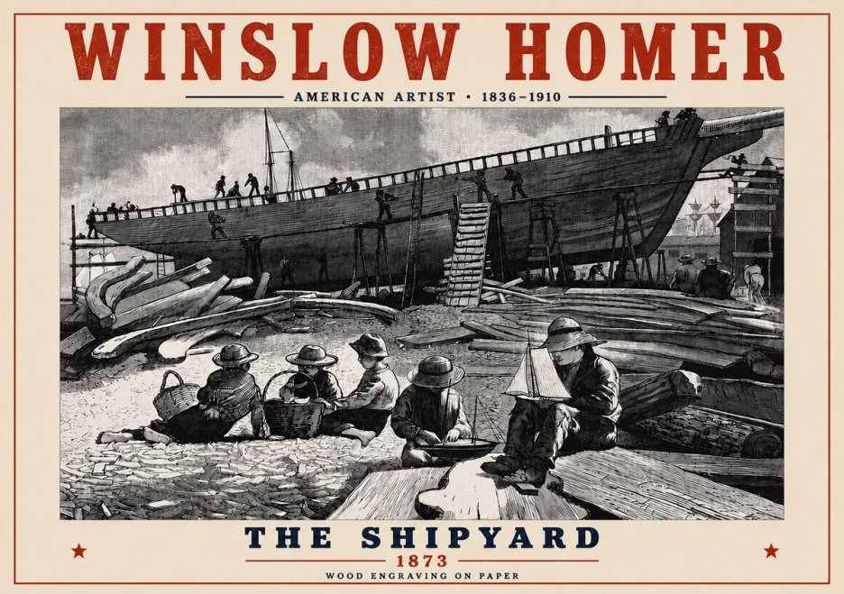 Winslow Homer The Shipyard No6 - Affiche