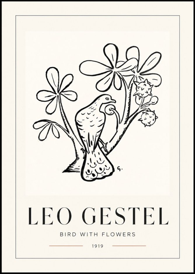 Leo Gestel Bird with Flowers No1 - Affiche
