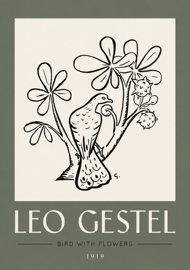 Leo Gestel Bird with Flowers No3 - Affiche
