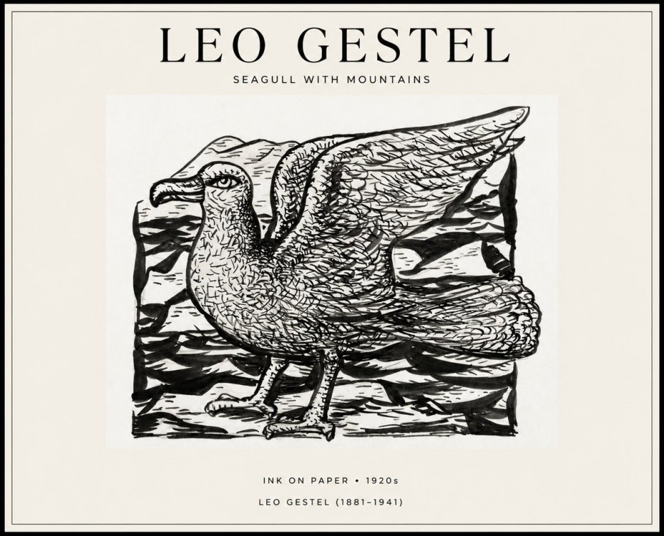 Leo Gestel Seagull with Mountains No1 - Affiche