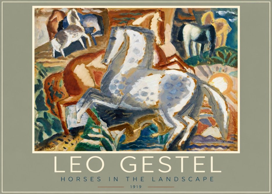 Leo Gestel Horses in the Landscape No2 - Affiche