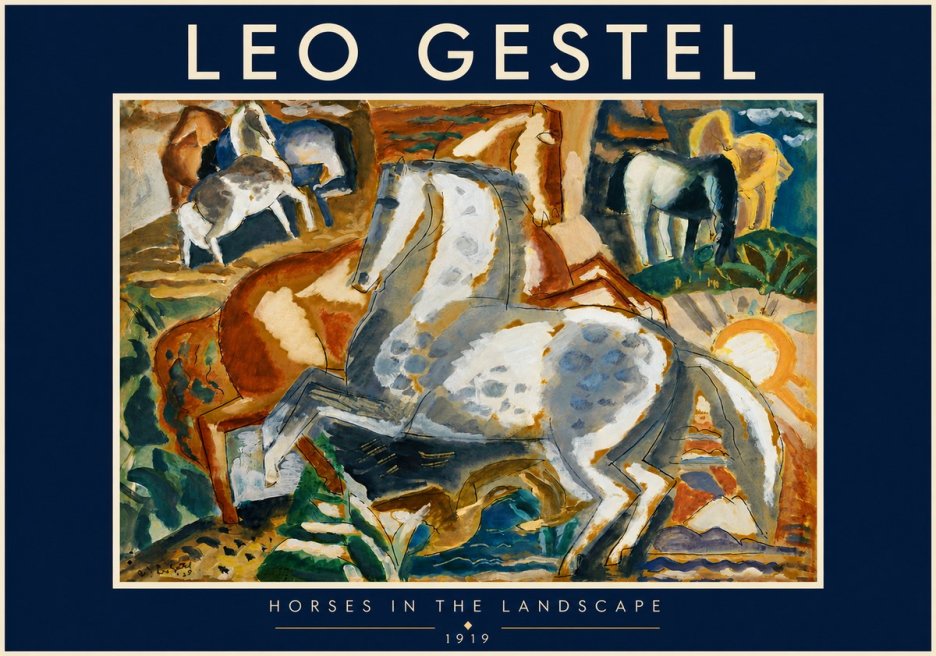 Leo Gestel Horses in the Landscape No5 - Affiche