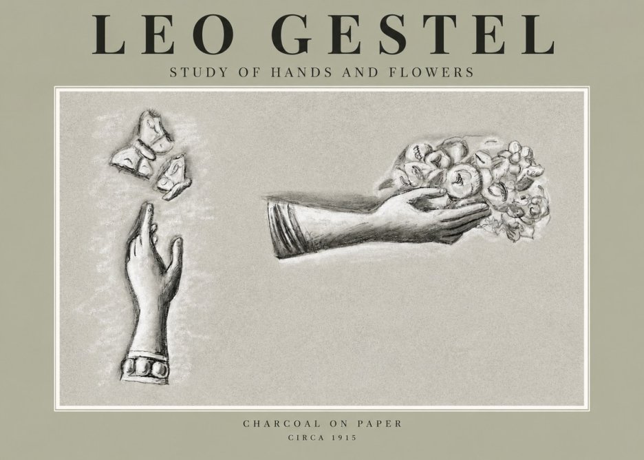 Leo Gestel Study of Hands and Flowers No2 - Affiche