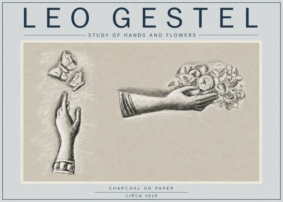 Leo Gestel Study of Hands and Flowers No4 - Affiche