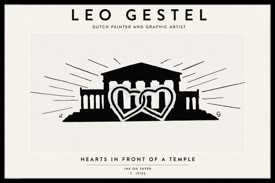 Leo Gestel Hearts in Front of a Temple No1 - Affiche