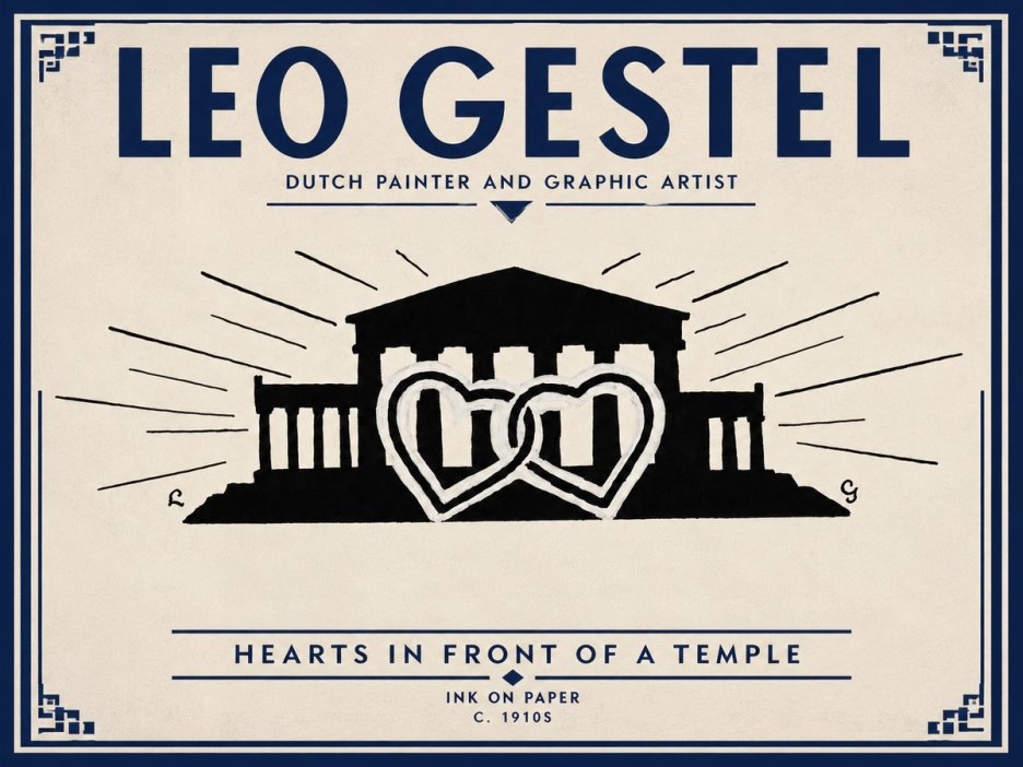 Leo Gestel Hearts in Front of a Temple No3 - Affiche