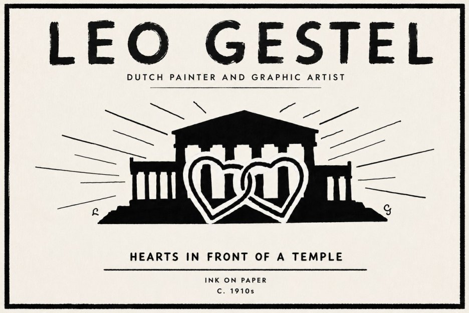 Leo Gestel Hearts in Front of a Temple No6 - Affiche