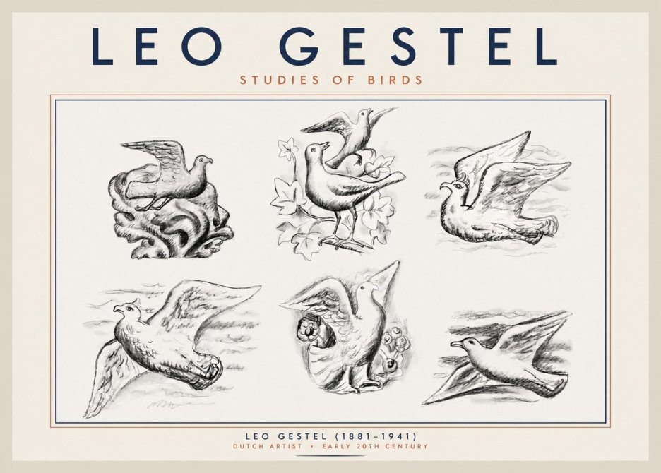 Leo Gestel Studies of Birds No2 - Affiche