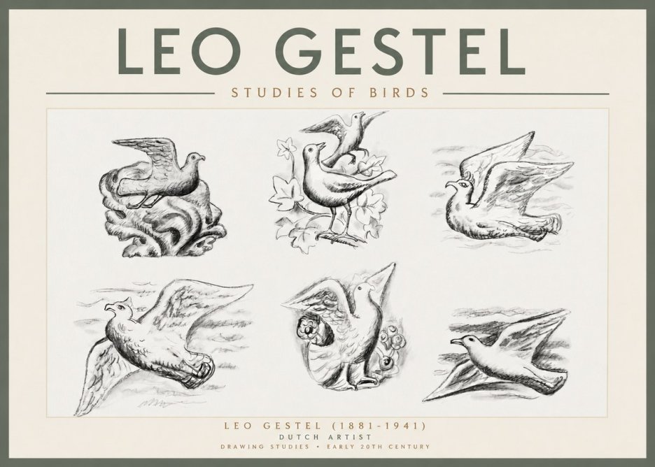 Leo Gestel Studies of Birds No3 - Affiche