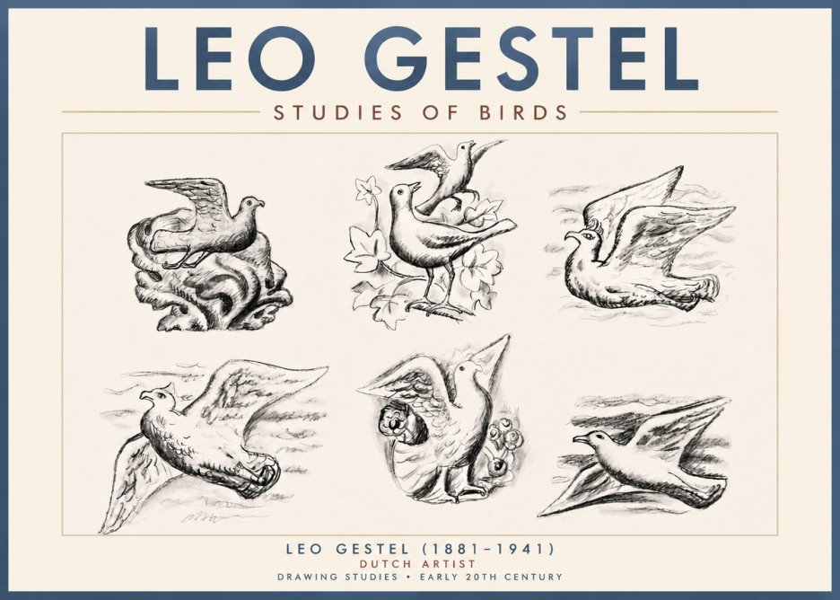 Leo Gestel Studies of Birds No4 - Affiche