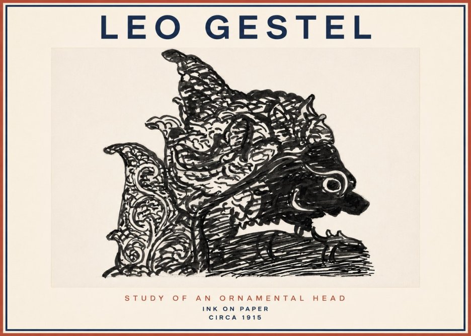 Leo Gestel Study of an Ornamental Head No2 - Affiche