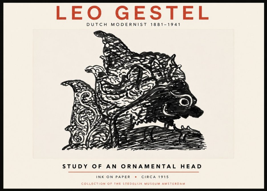 Leo Gestel Study of an Ornamental Head No4 - Affiche