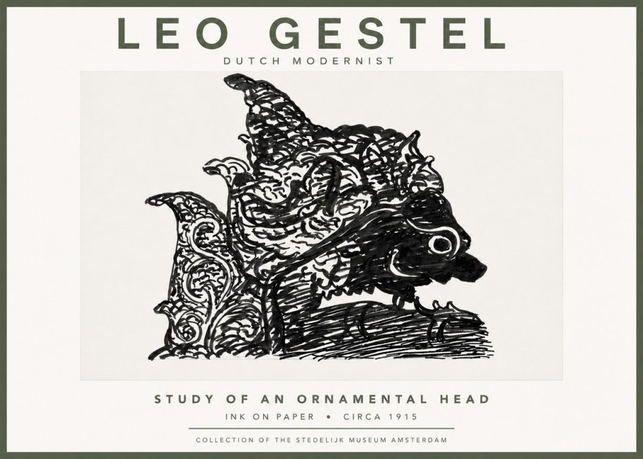 Leo Gestel Study of an Ornamental Head No5 - Affiche