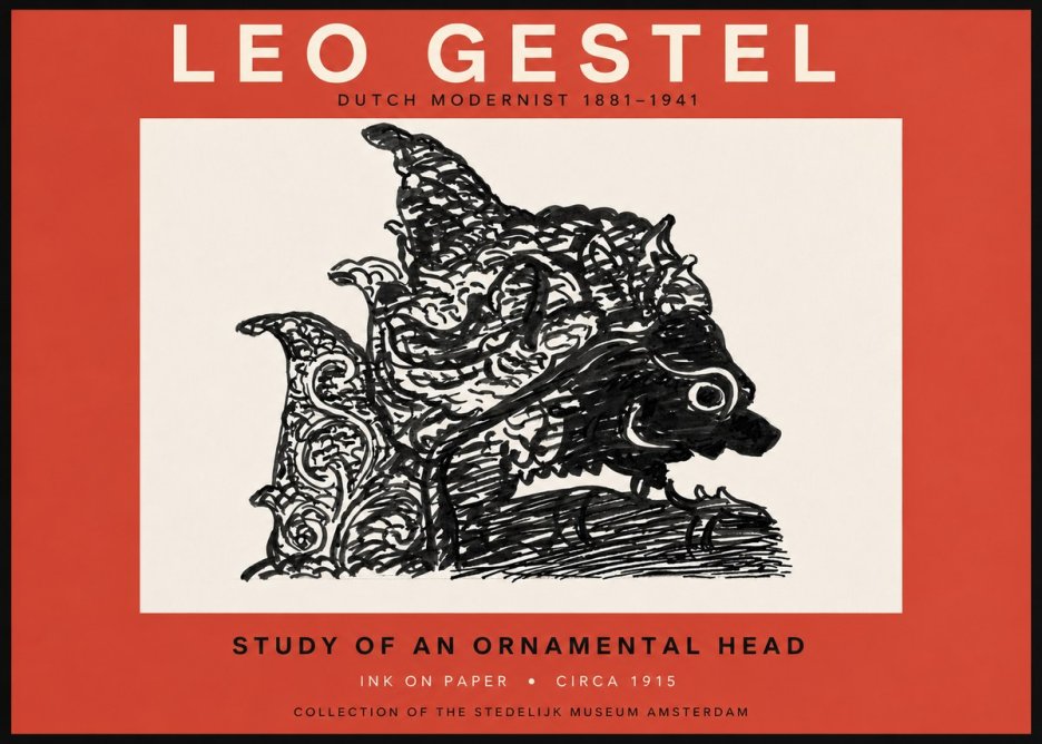 Leo Gestel Study of an Ornamental Head No6 - Affiche