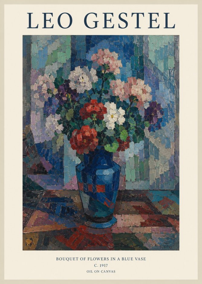 Leo Gestel Bouquet of Flowers in a Blue Vase No1 - Affiche