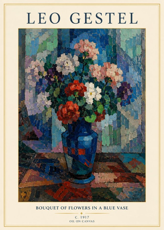 Leo Gestel Bouquet of Flowers in a Blue Vase No3 - Affiche