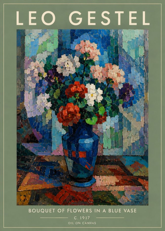 Leo Gestel Bouquet of Flowers in a Blue Vase No5 - Affiche