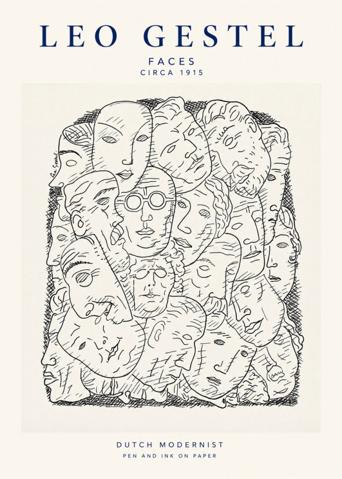 Leo Gestel Heads Ink Drawing No2 - Affiche