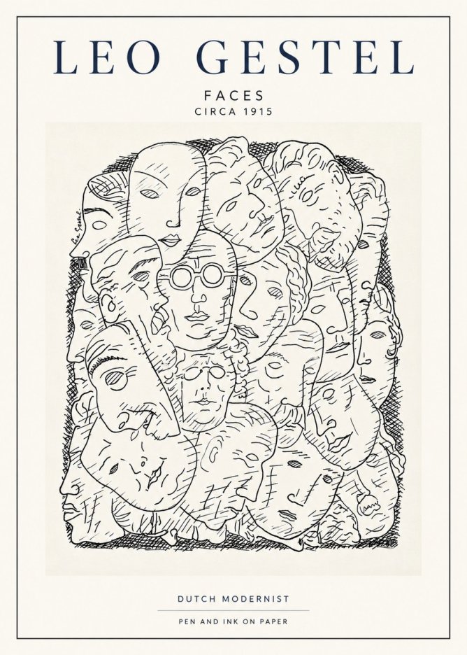 Leo Gestel Heads Ink Drawing No4 - Affiche