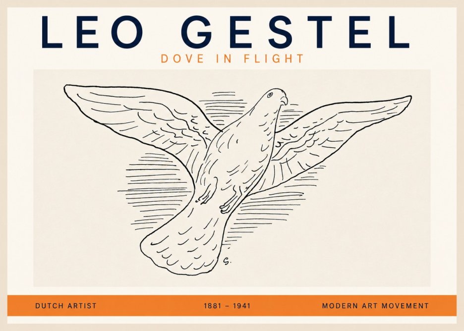 Leo Gestel Dove in Flight No2 - Affiche