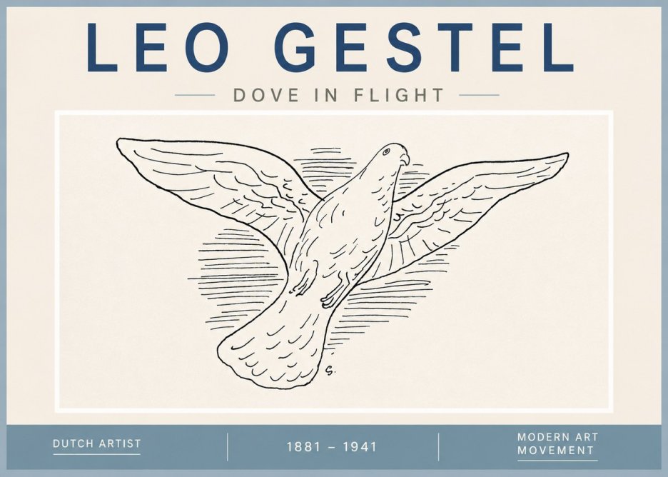 Leo Gestel Dove in Flight No4 - Affiche