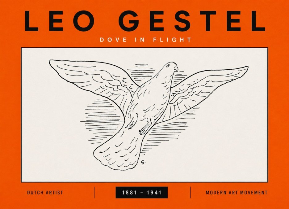 Leo Gestel Dove in Flight No5 - Affiche
