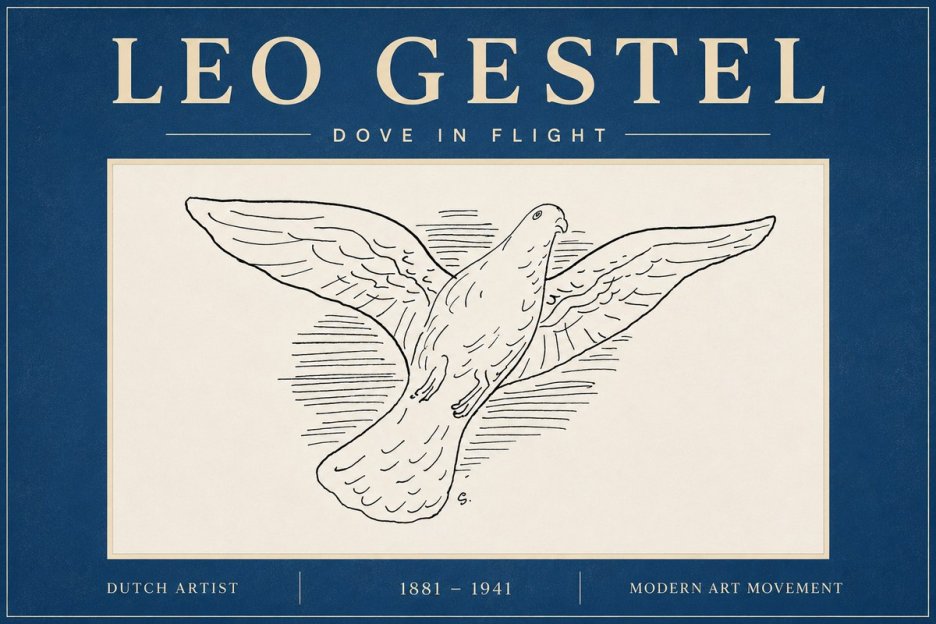 Leo Gestel Dove in Flight No6 - Affiche