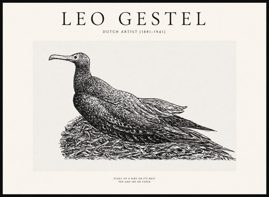 Leo Gestel Study of a Bird on Its Nest No1 - Affiche