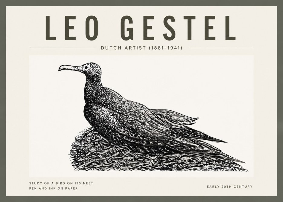 Leo Gestel Study of a Bird on Its Nest No4 - Affiche